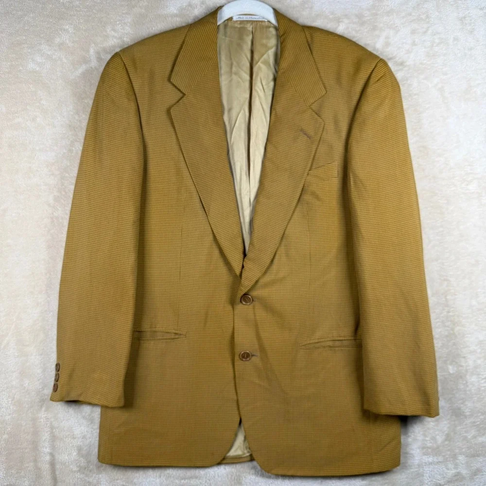 Ermenegildo Zegna Soft 100% Silk Blazer Sport Coat Micro Check Mens 38R‎ Italy
